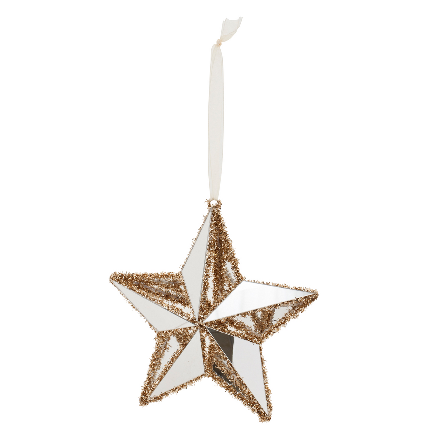 Gold Tinsel Star Ornament (Set of 12) -Ship Only
