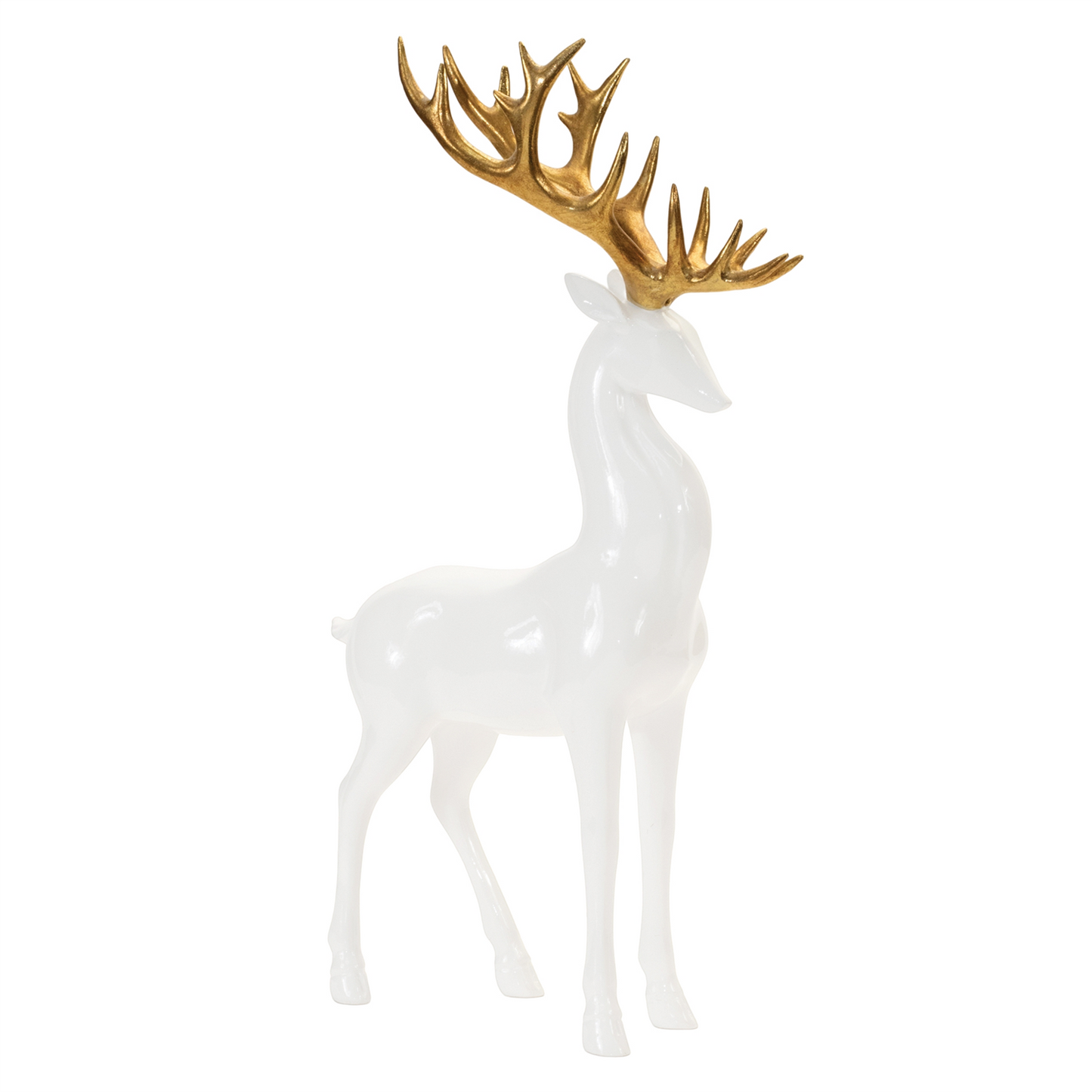 Modern Holiday Deer with Gold Antler Accent (Set of 2) -Ship Only