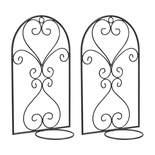 Wall Trellis Pot Holder (Set of 2) 10"L x 17"H Metal -Ship Only