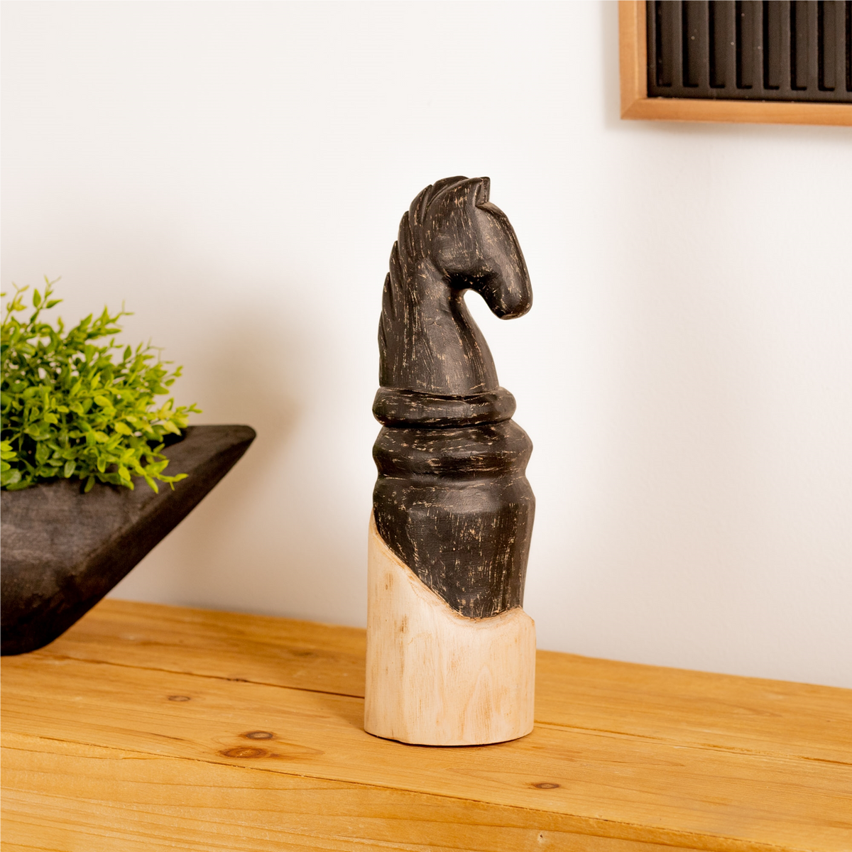 Mango Wood Knight Chess Piece Sculpture (Set of 2) -Ship Only