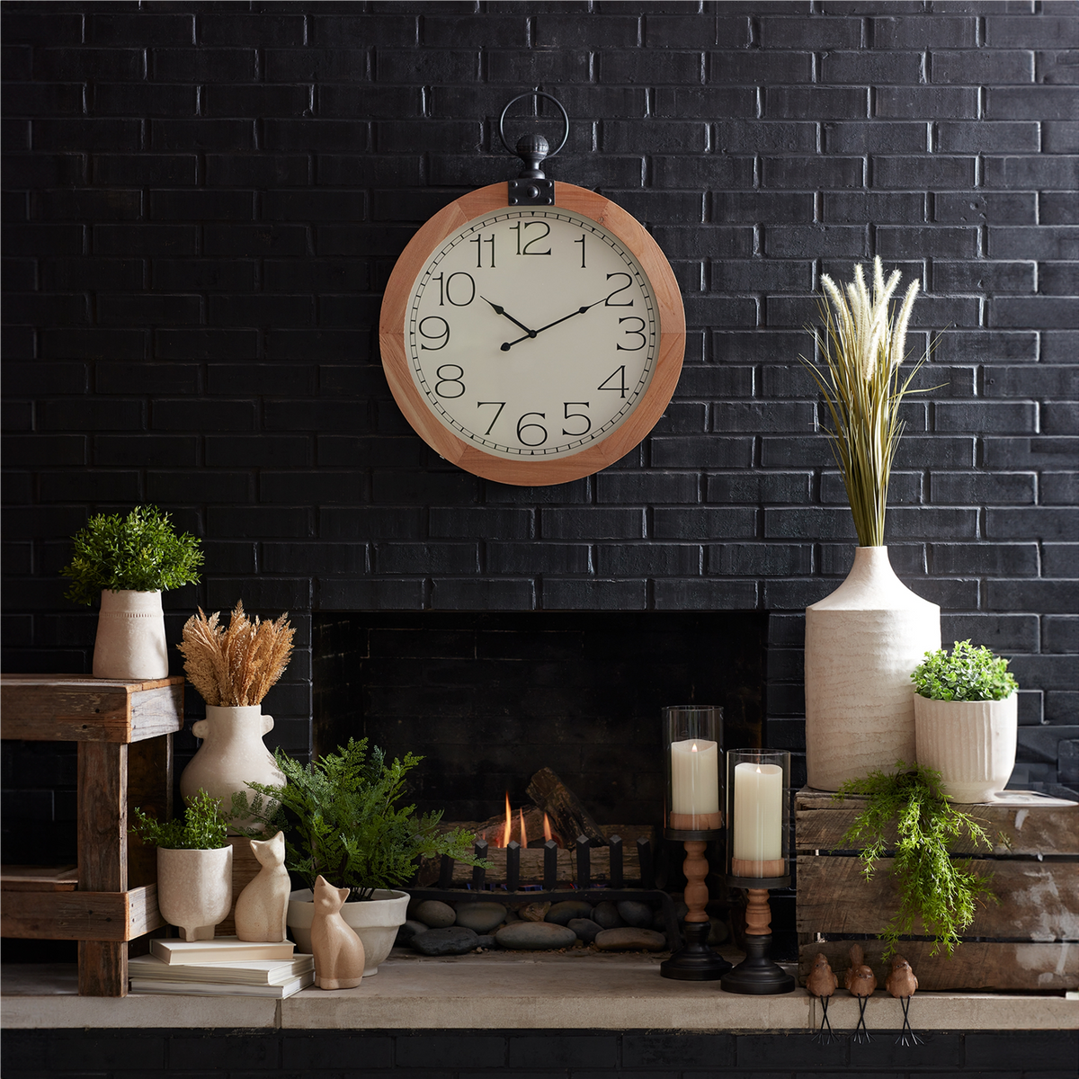 Round Wood Wall Clock Under Glass 23.75"D -Ship Only