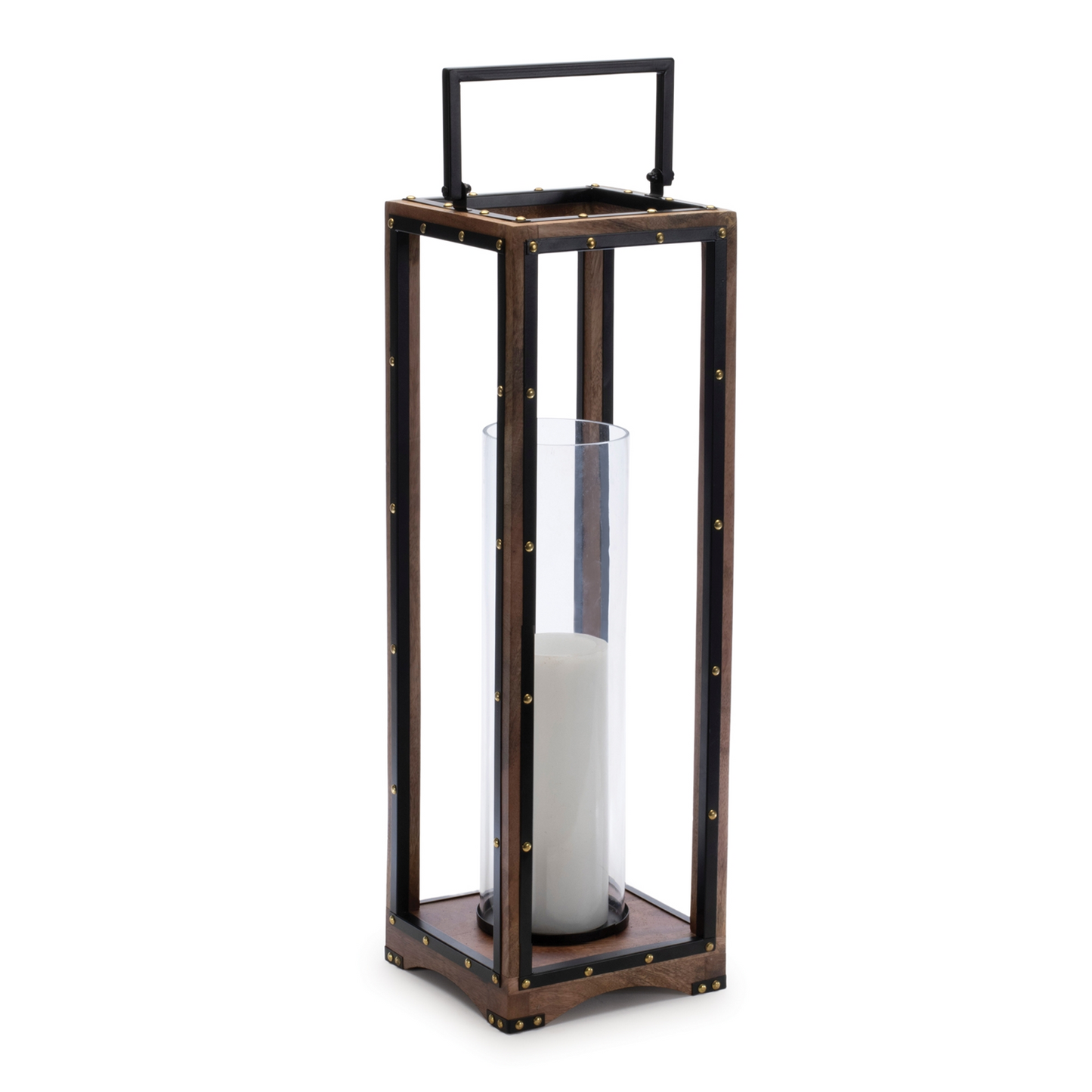 Framed Candle Holder with Rivet Detail 25.25"H -Ship Only