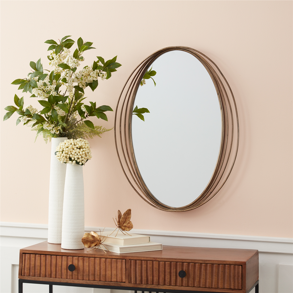 Modern Oval Wall Mirror 30"H -Ship Only