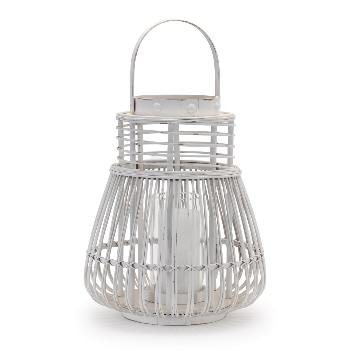 Woven Rattan Lantern 14.5"H -Ship Only