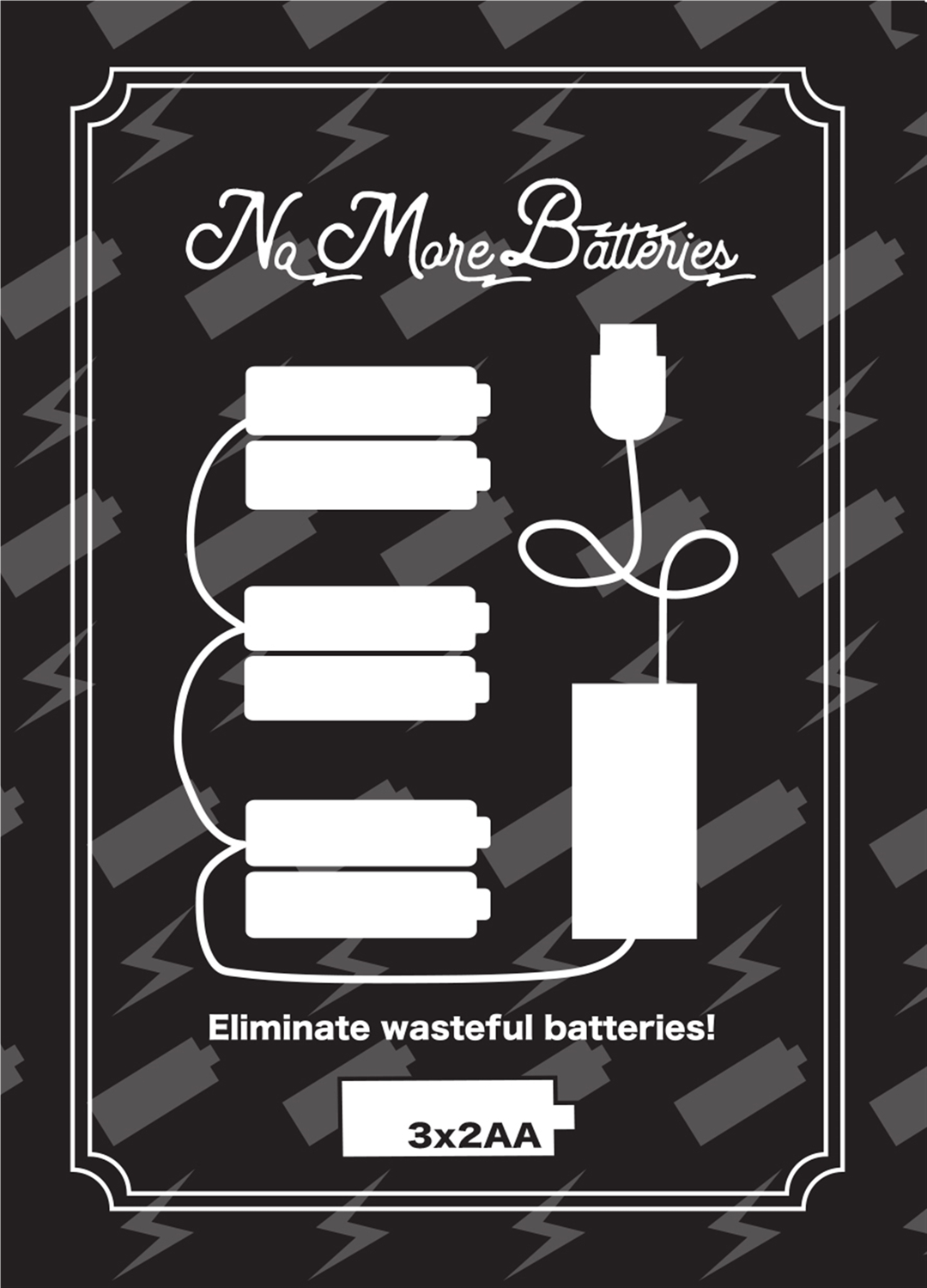No More Batteries 2 AA Replacement w/ 3 to 1 Connector (Set of 2) -Ship Only