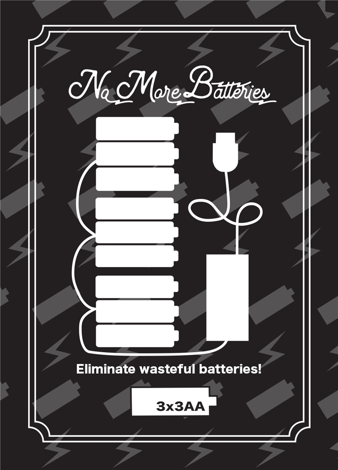 No More Batteries 3 AA Replacement w/ 3 to 1 Connector (Set of 2) -Ship Only