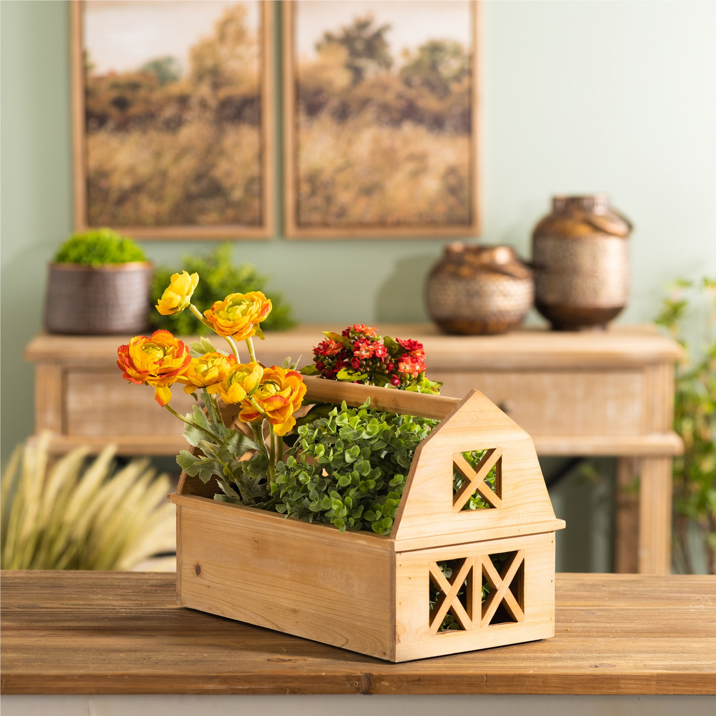 Wood Barn Caddy Tray 15"L -Ship Only