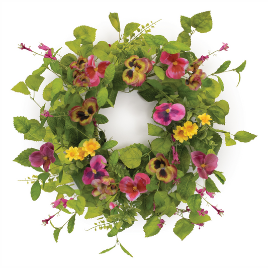 Pansy Candle Ring 20"D Polyester (Fits a 6" Candle) -Ship Only