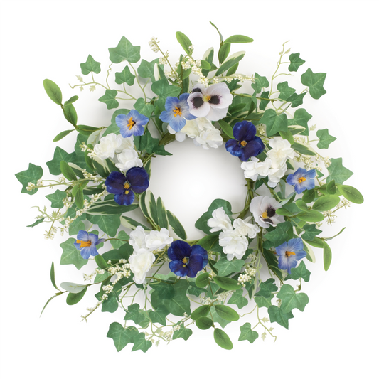 Petunia and Pansy Candle Ring 16"D Polyester  (Fits a 6" Candle) -Ship Only