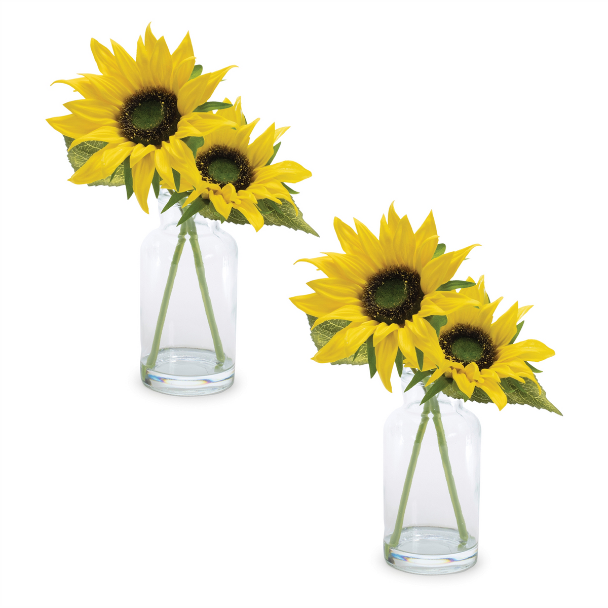 Sunflower in Vase (Set of 2) 12”H Polyester/Glass -Ship Only
