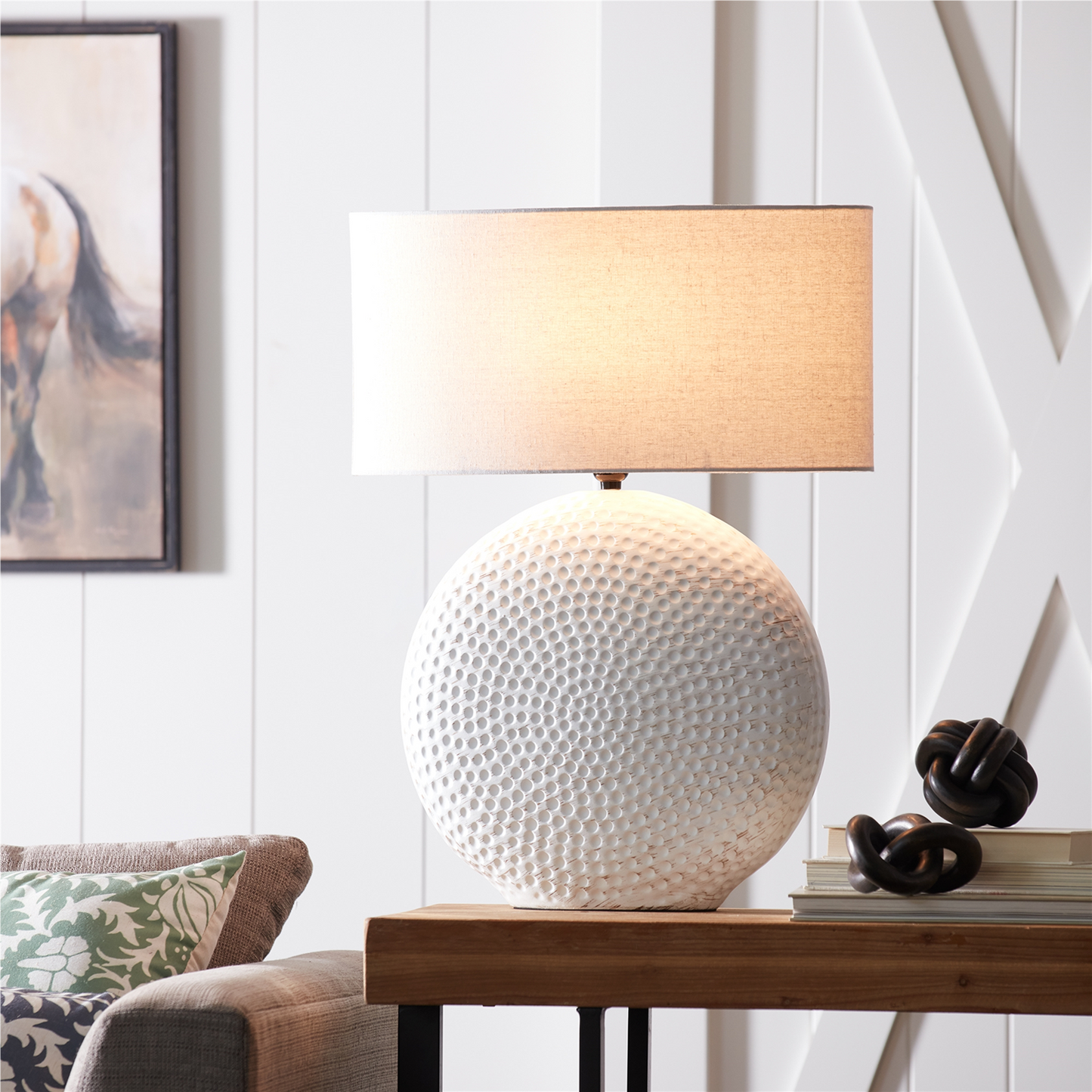 Notched Ceramic Table Lamp 26"H -Ship Only