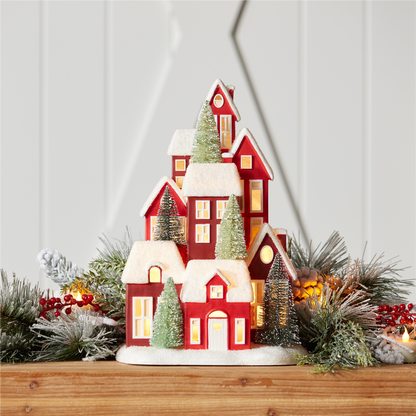 LED Houses 13.5"H Resin