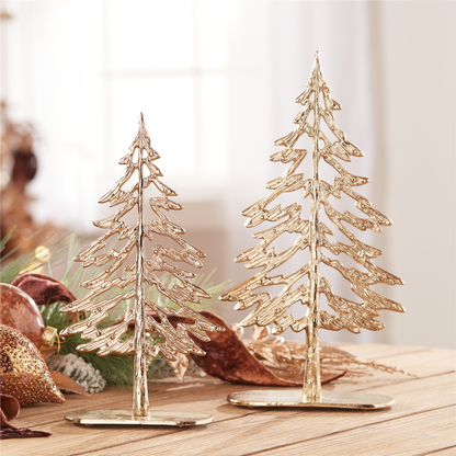 Metal Tree with Wood Base (Set of 2)