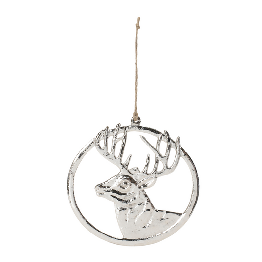 Deer Mount Ornament (Set of 12) 6"H Aluminum -Ship Only
