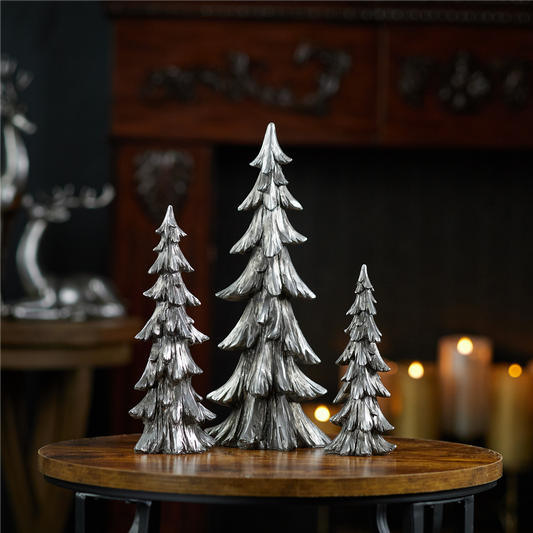 Tree (Set of 3) 7.5"H, 10"H, 13.5"H Resin -Ship Only