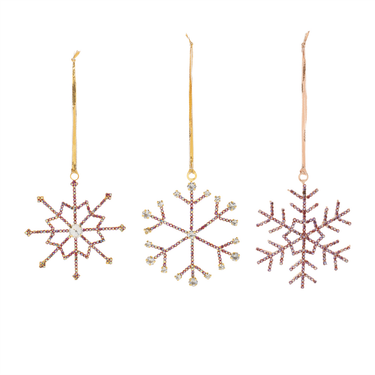 Snowflake Ornament (Set of 12) 3.5”H Iron/Glass Beads -Ship Only