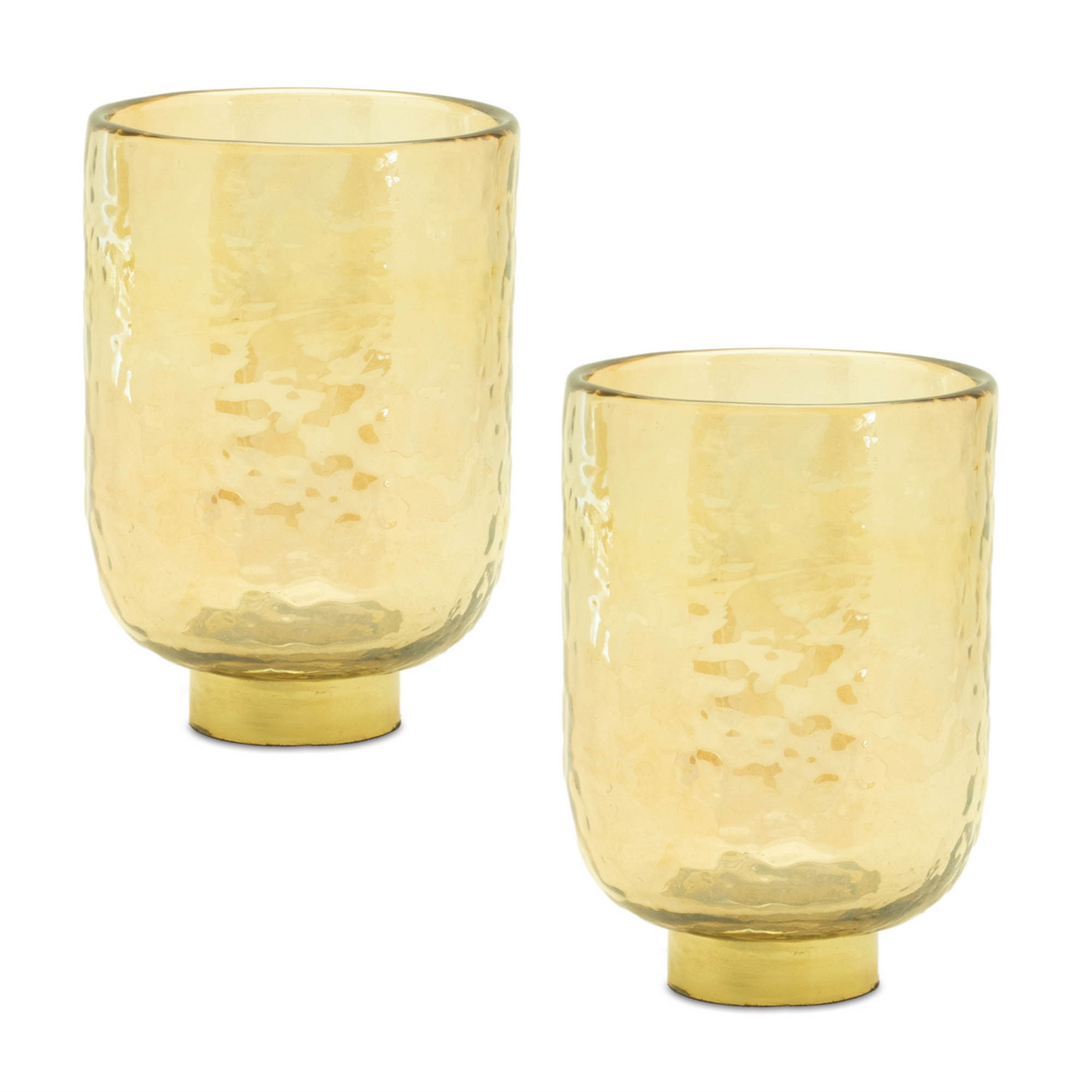 Gold Glass Vase with Metal Accent (Set of 2)