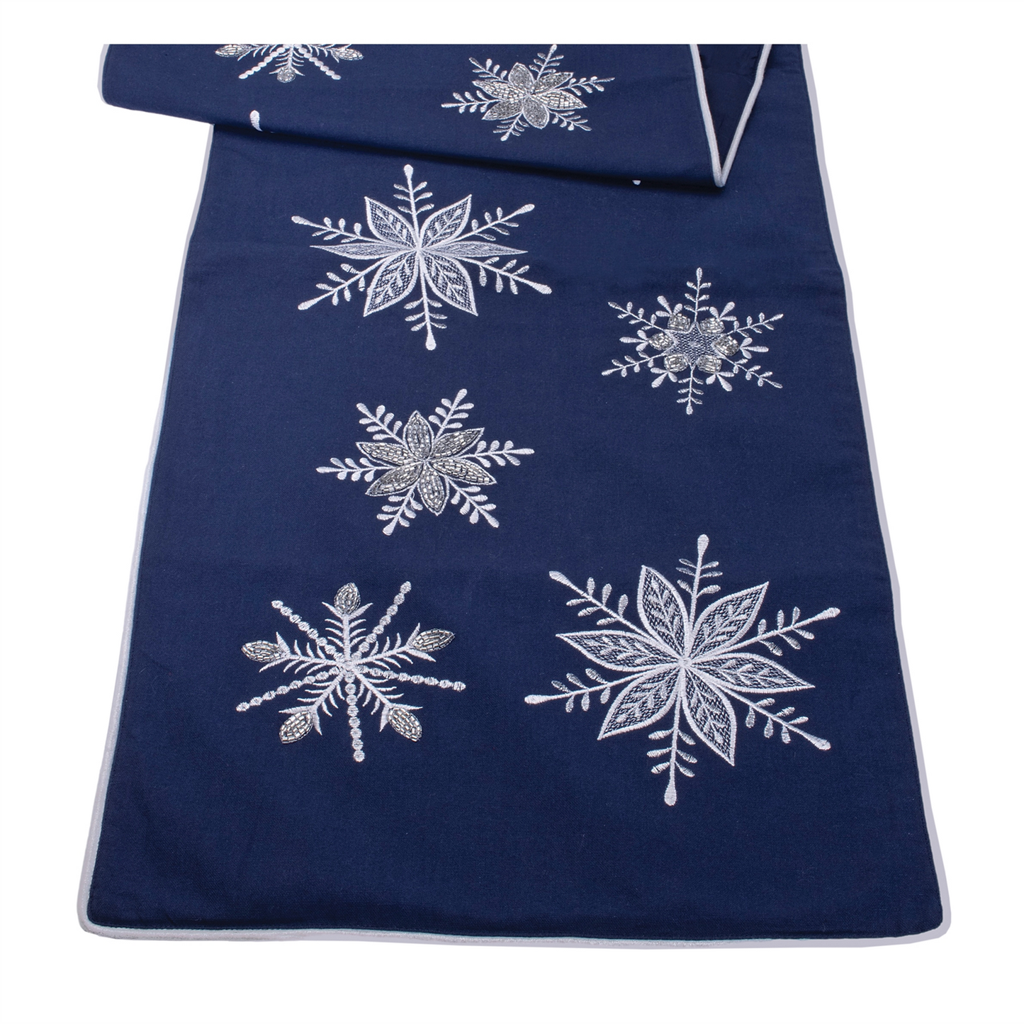 Embroidered Snowflake Table Runner 72"L -Ship Only