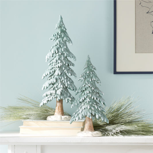 Glittered Winter Pine Tree (Set of 2) -Ship Only