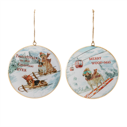 Sled and Ski Dogs Disc Ornament (Set of 6)
