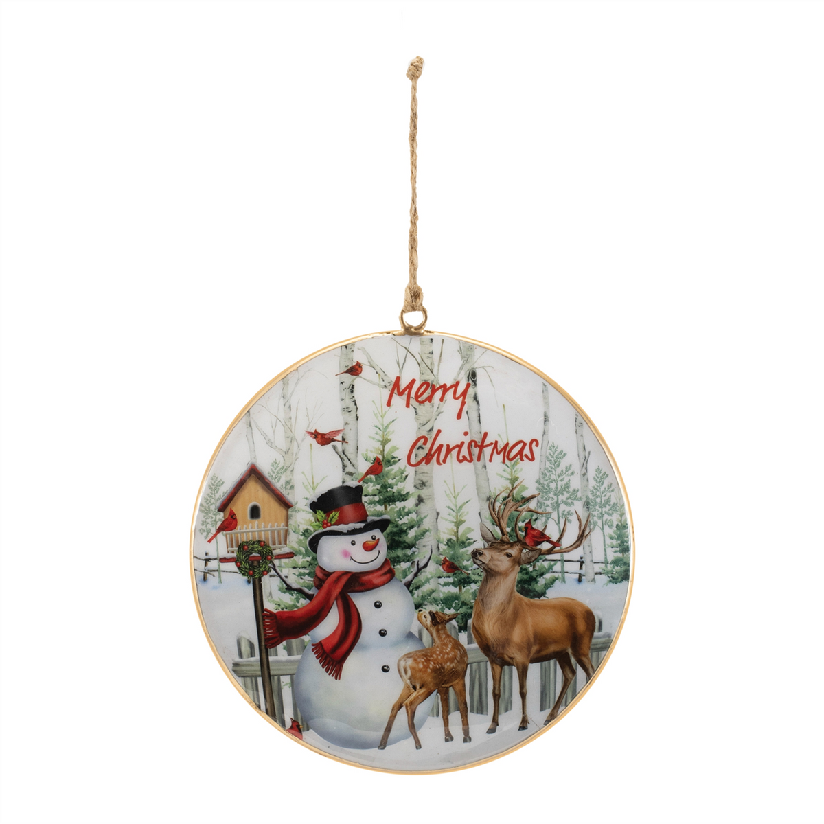 Merry Christmas Woodland Disc Ornament (Set of 6) -Ship Only