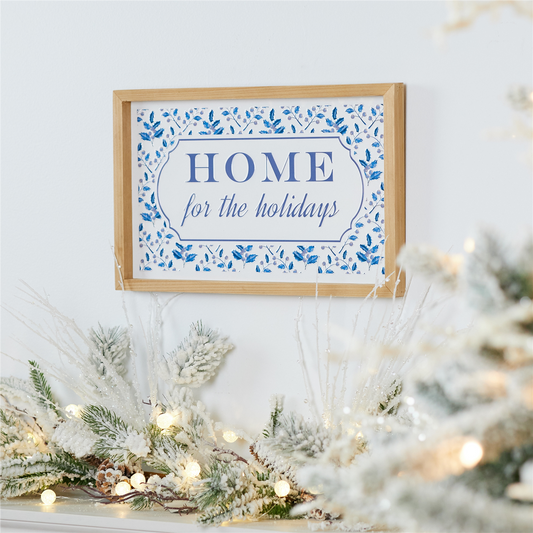 Framed Home for the Holidays Sign 15.5"L -Ship Only