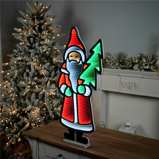 Santa with Pine Tree Ekkolight 33"H -Ship Only