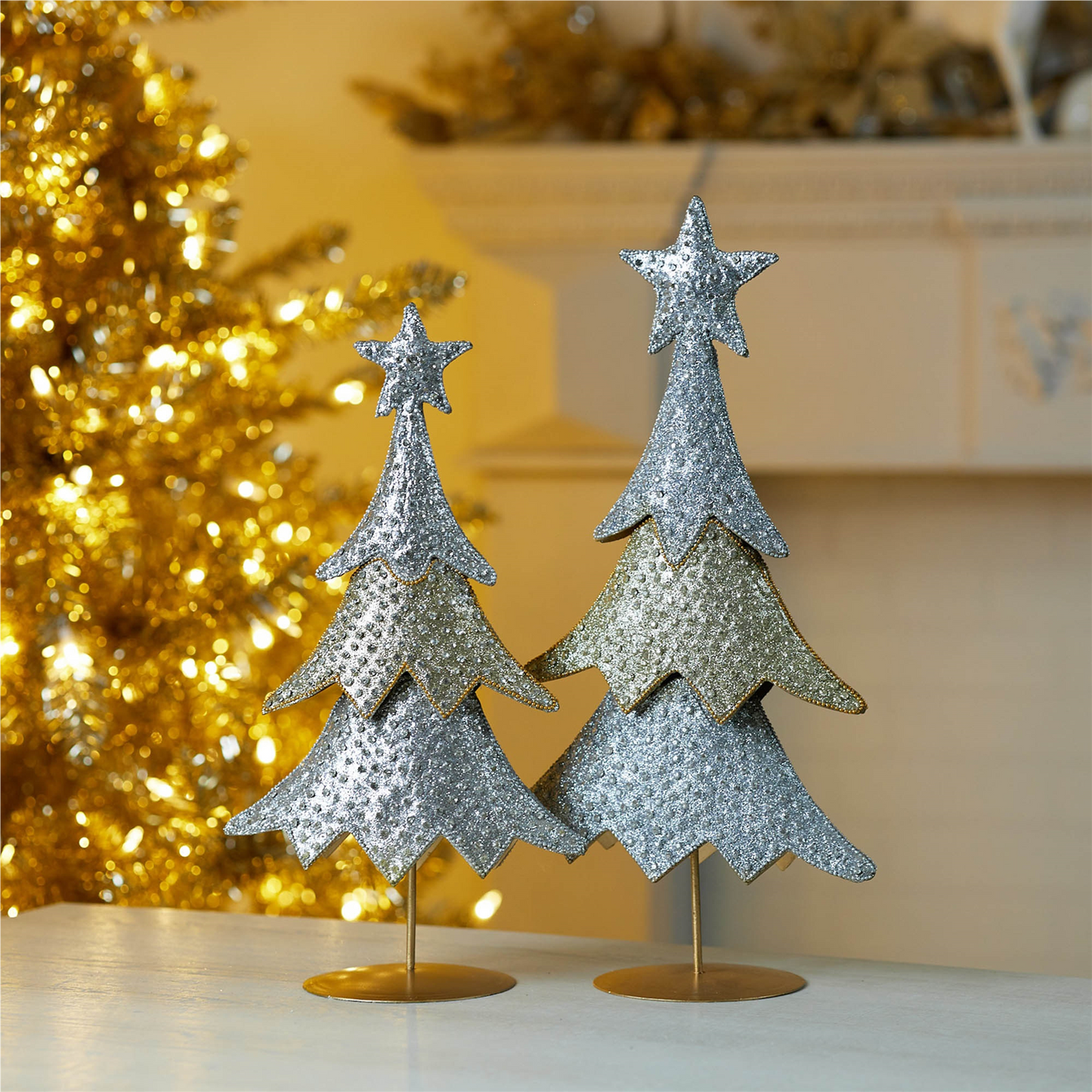 Jeweled Metal Christmas Tree (Set of 2) -Ship Only