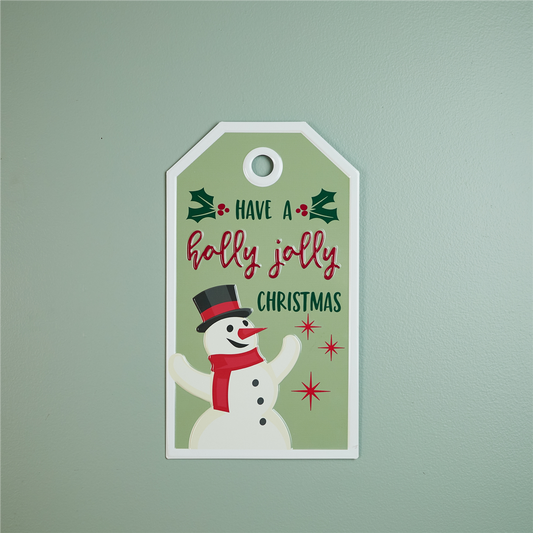 Metal Snowman Christmas Sentiment Tag 16"H -Ship Only