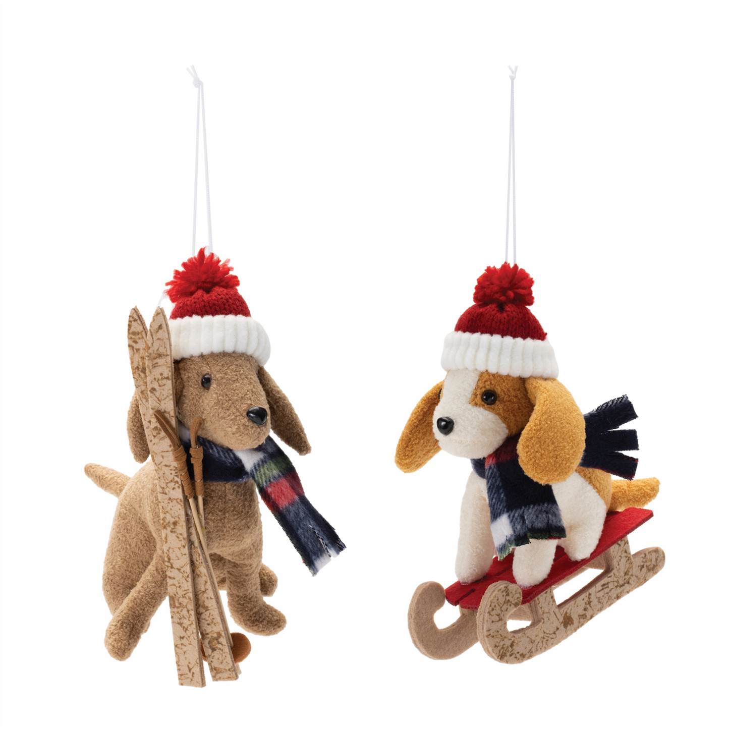 Plush Ski and Sled Dog Ornament (Set of 6) -Ship Only