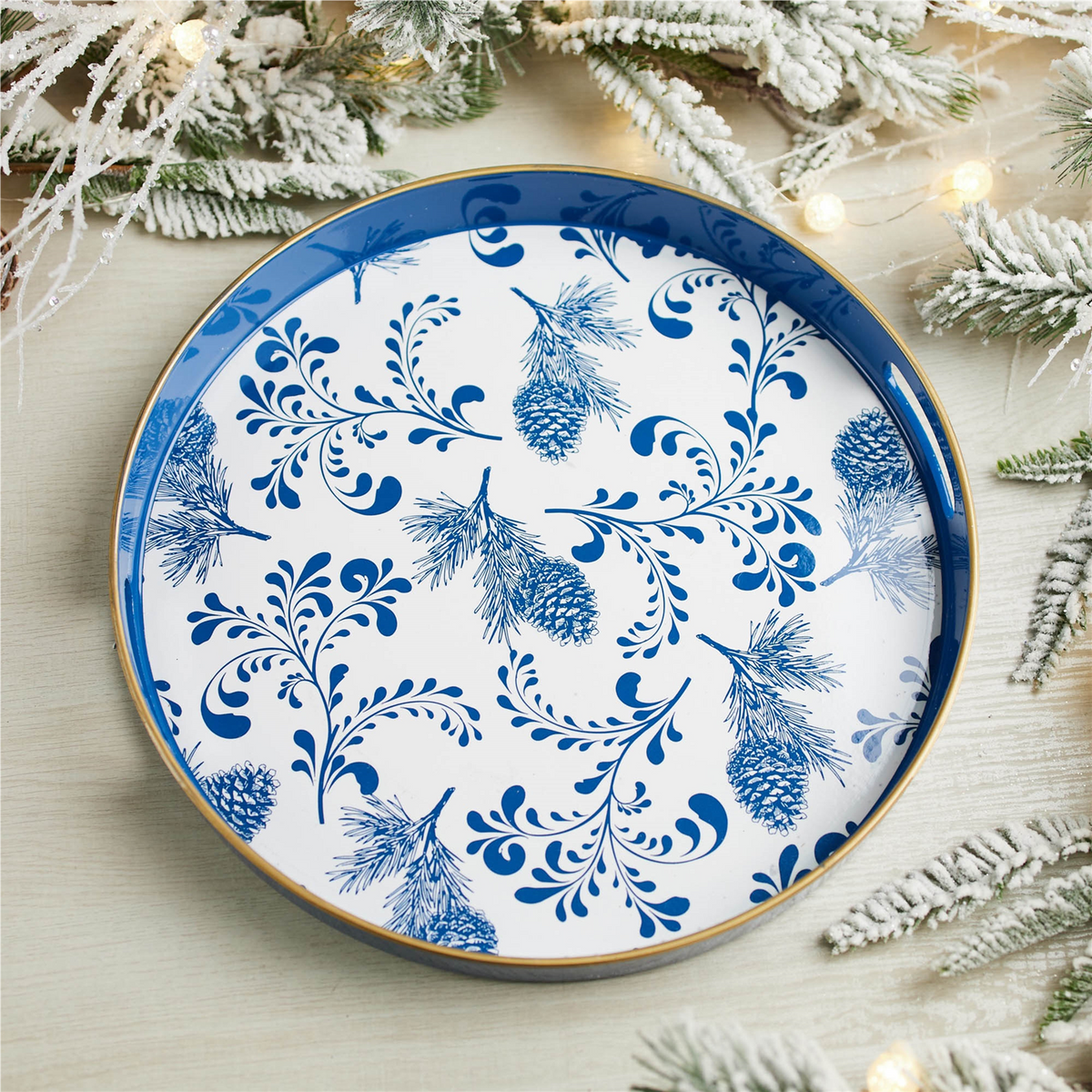 Round Pine Print Tray 13.5"H -Ship Only