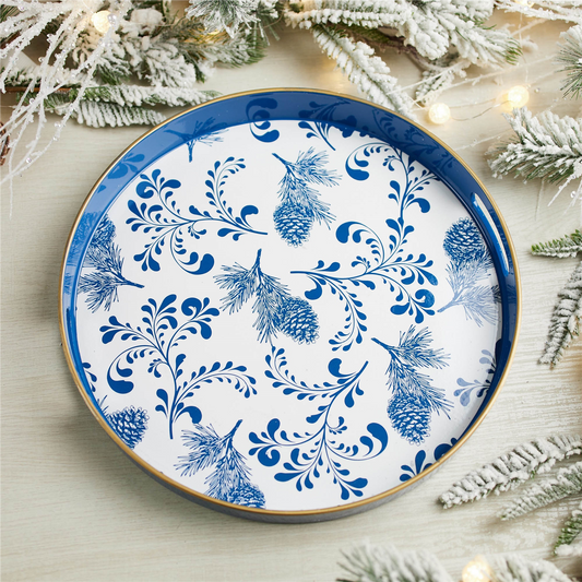 Round Pine Print Tray 13.5"H -Ship Only