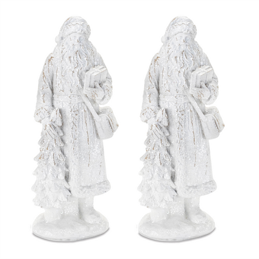 Glittered Santa Figurine (Set of 2) -Ship Only