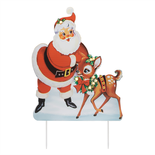 Nostalgic Santa with Deer LED Display 24"H -Ship Only
