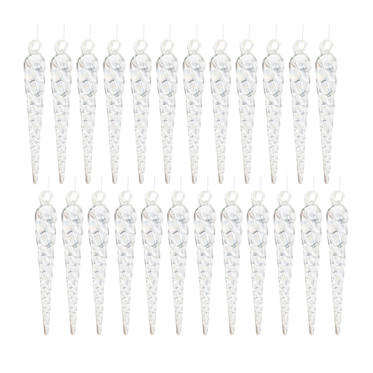 Icicle Ornament (Set of 24) 3.75”H Glass -Ship Only