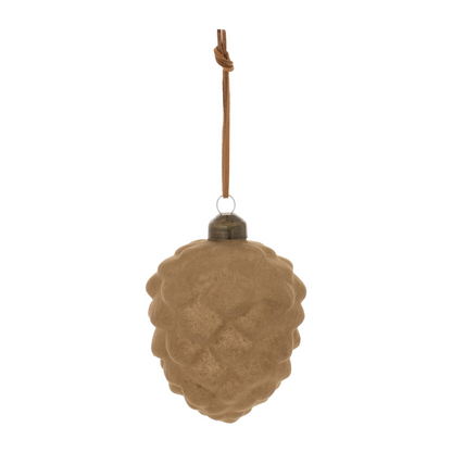 Flocked Glass Pinecone Ornament (Set of 12)