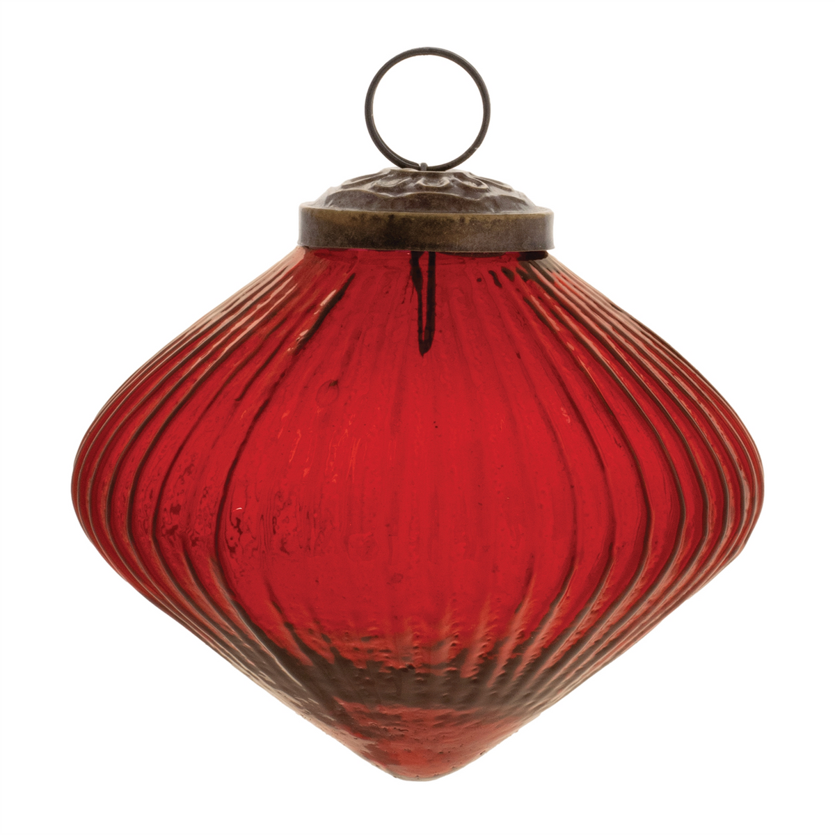 Ribbed Glass Diamond Ornament (Set of 12) -Ship Only