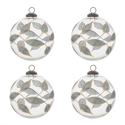 Leaf Etched Ball Ornament (Set of 4)