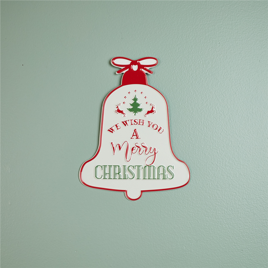 Merry Christmas Bell Sign 7.5"L x 9.75"H Iron -Ship Only