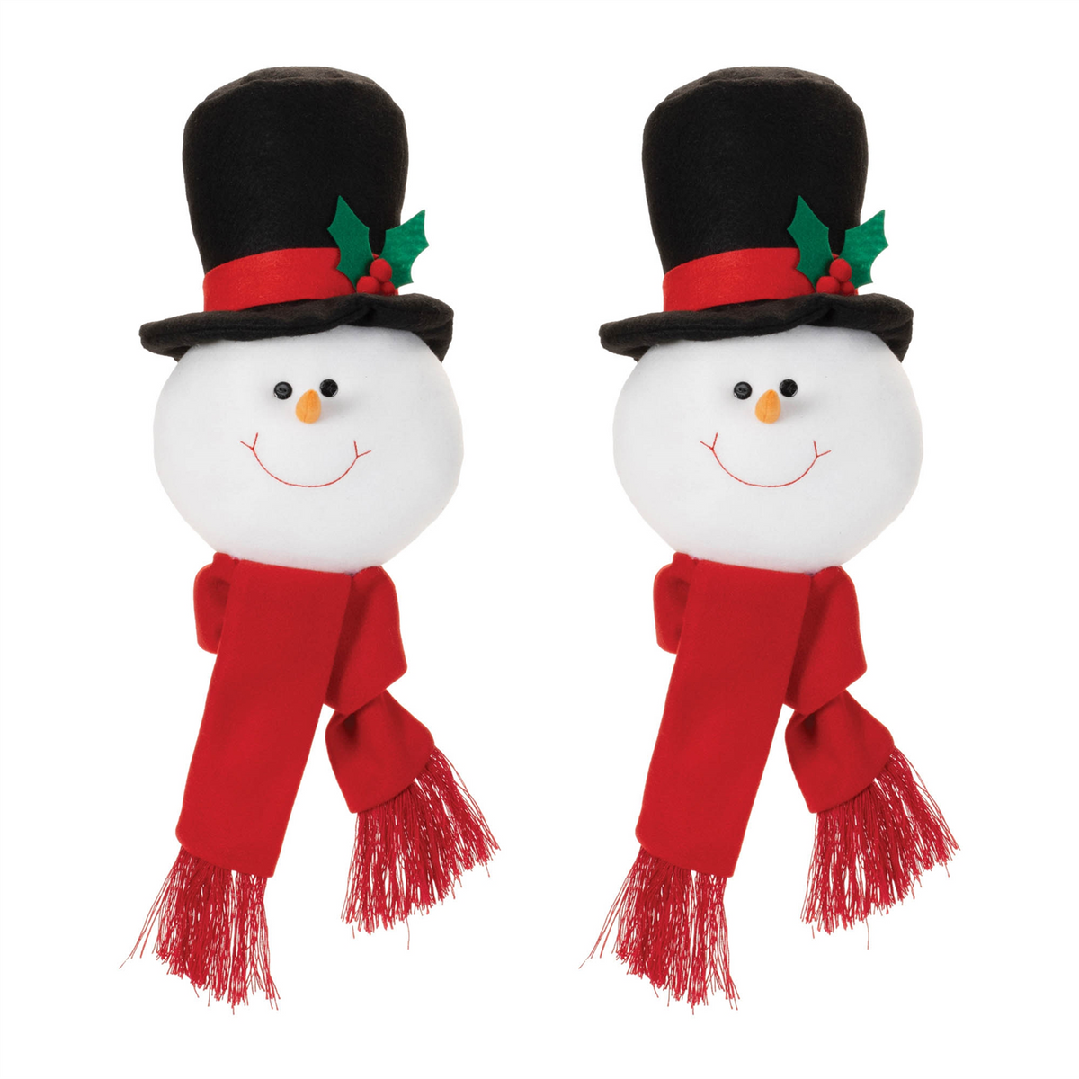 Plush Snowman Head Ornament (Set of 2)