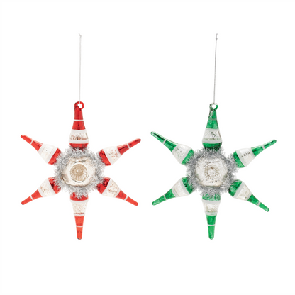 Vintage-Inspired Reflector Snowflake Ornaments – Set of 4