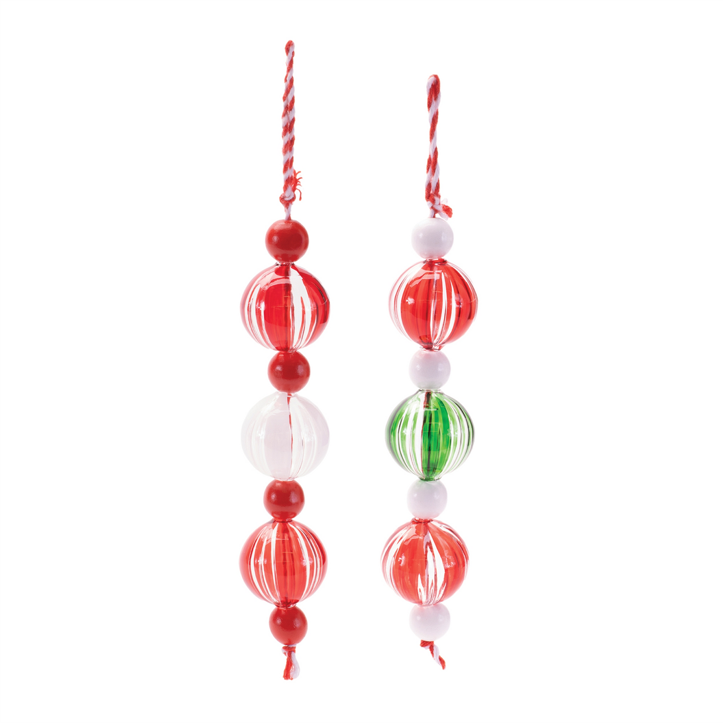 Striped Glass Mini Drop Ornaments – Set of 6