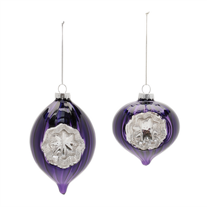 Purple Glass Reflector Ornaments – Set of 12