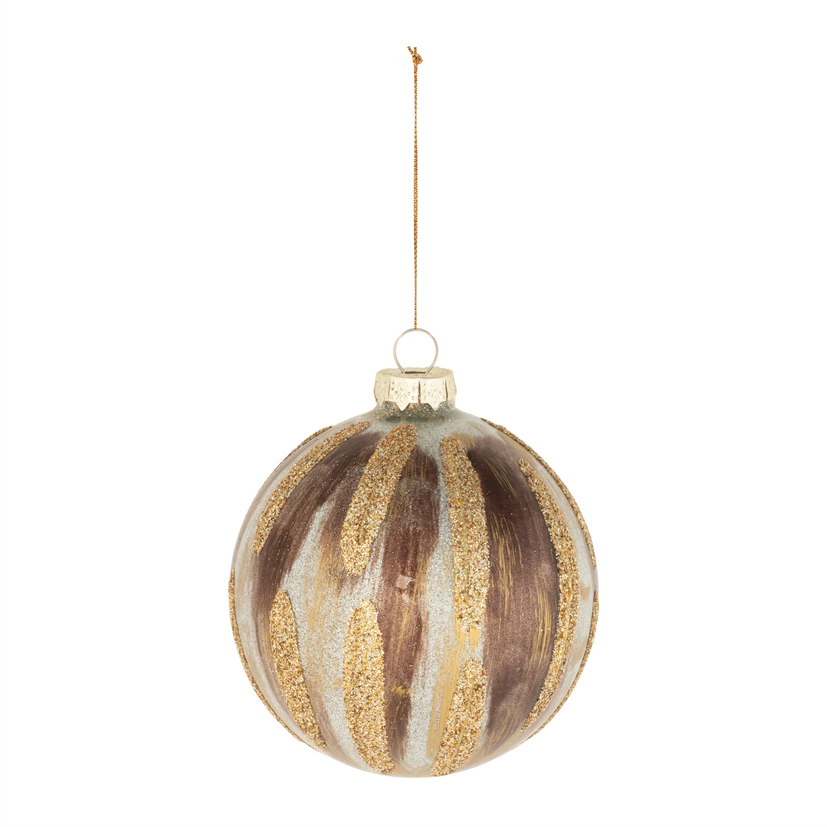 Glitter Painted Glass Ball Ornament (Set of 6) -Ship Only