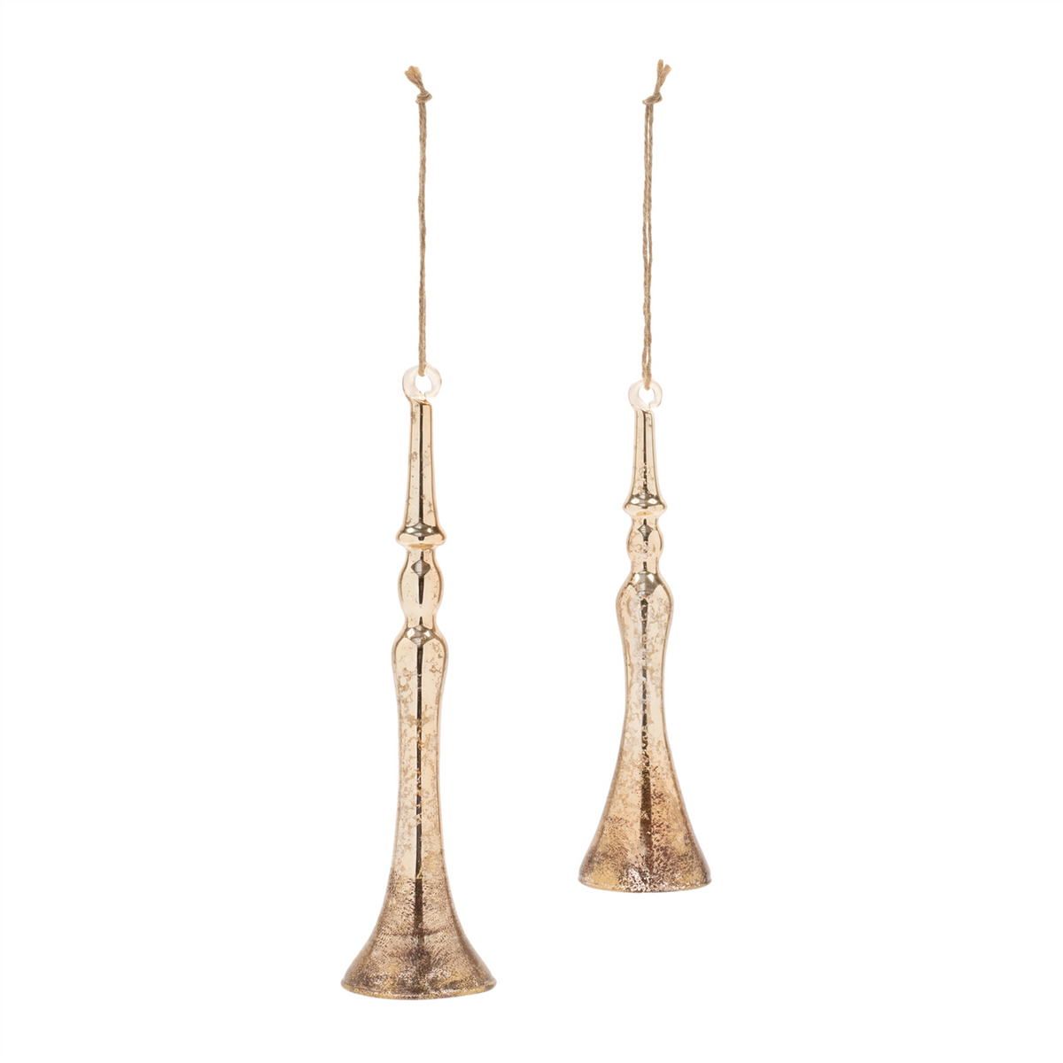 Horn Ornament (Set of 12) 8"H, 10"H Glass -Ship Only