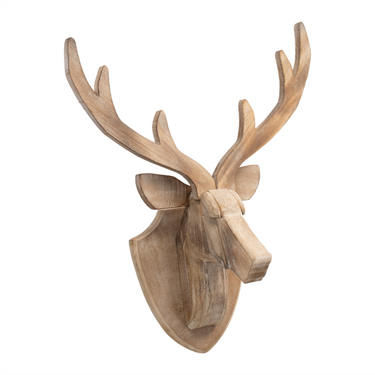 Modern Wood Deer Head Mount 21"H -Ship Only