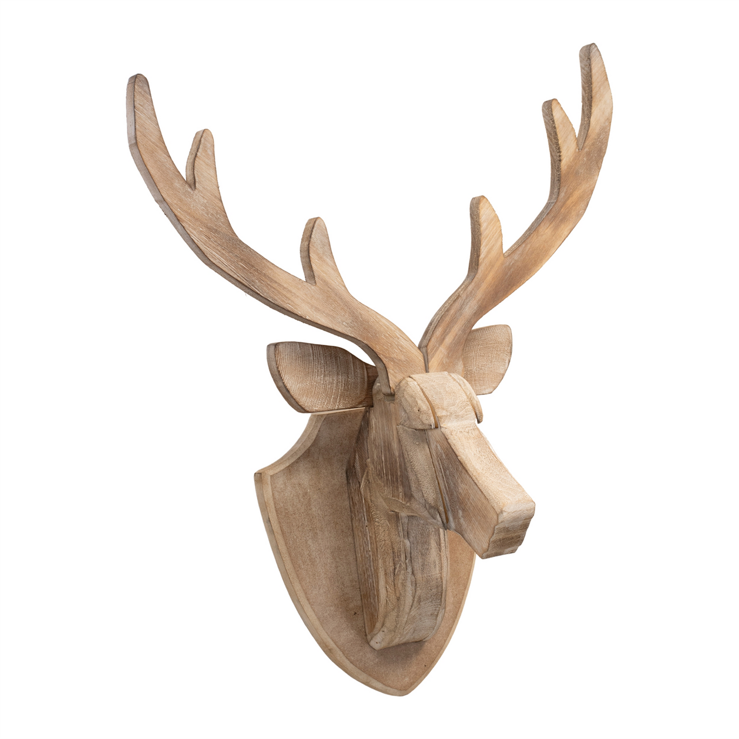 Modern Wood Deer Head Mount 21"H