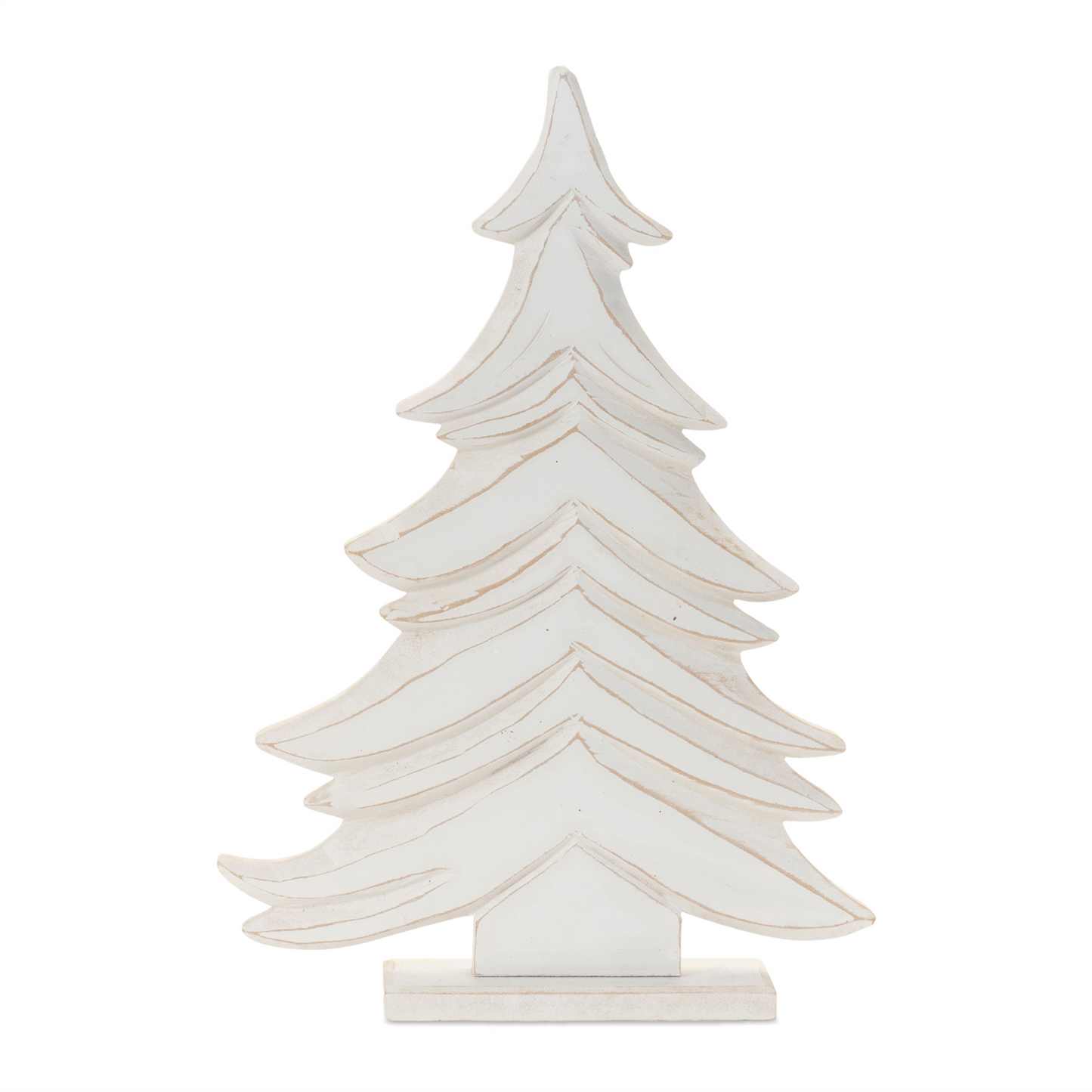 Carved Wood Pine Tree (Set of 2)
