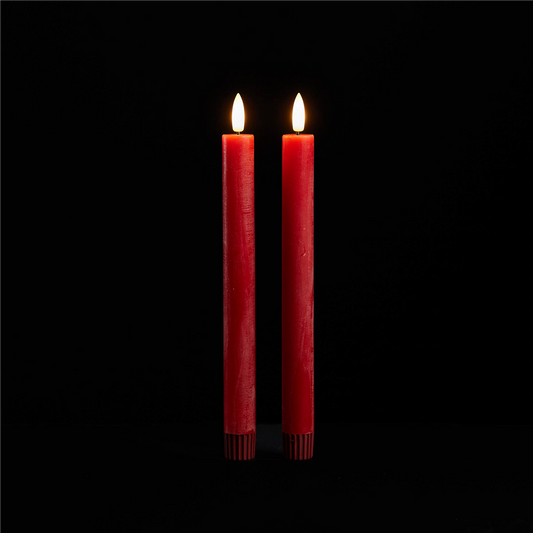 FIA Wick Red Taper Candle (Set of 2) -Ship Only