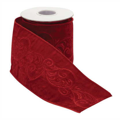 Ornate Embroidered Wired Ribbon 4" x 5 Yds.